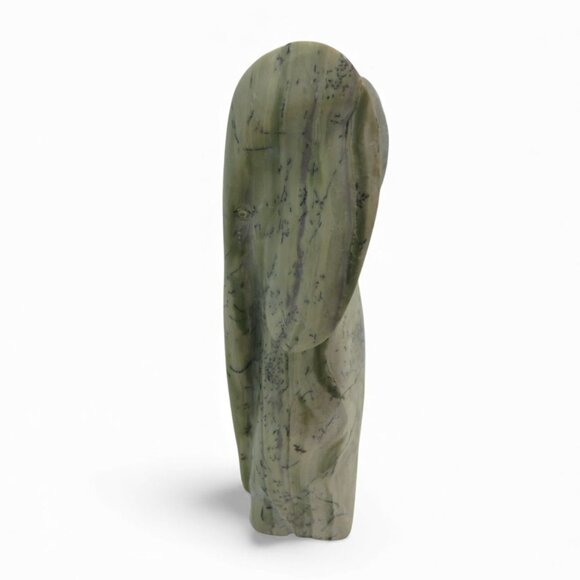 Stone Elephant Carved Green Butter Jade Stone from South Africa Signed 5.5" - Picture 4 of 10